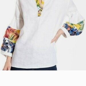 Fresh & Comfortable White John Mark XL Linen Tunic